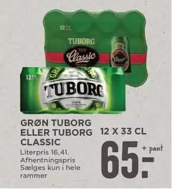 MENY Grøn tuborg eller tuborg classic 12x33 cl tilbud
