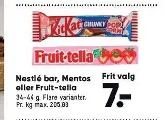 Bilka Nestlé, mentos el. fruit-tella tilbud