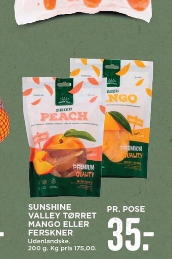 MENY Sunshine valley tørret mango eller ferskner tilbud
