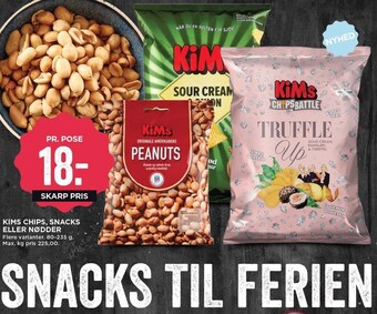 Kims chips, snacks eller nødder