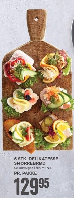 MENY 6 stk. delikatesse smørrebrød tilbud