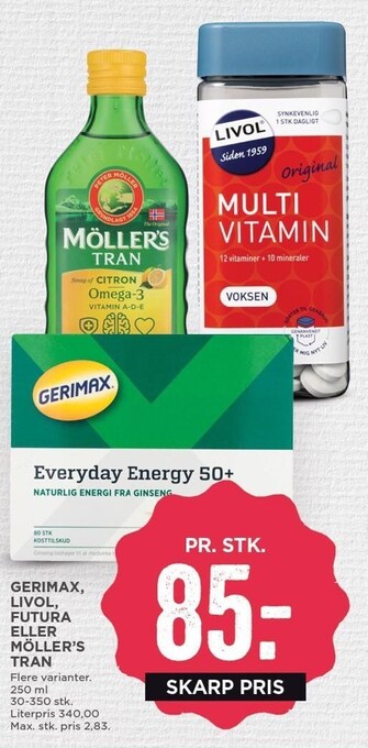 MENY Gerimax, livol, futura eller möller´s tran tilbud