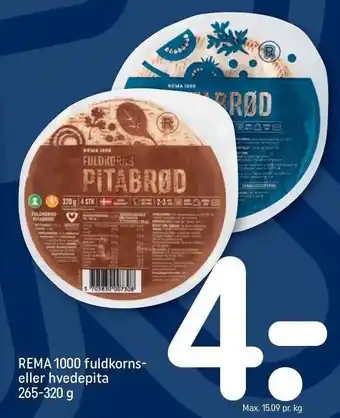 REMA 1000 Rema 1000 fuldkorns- eller hvedepita tilbud