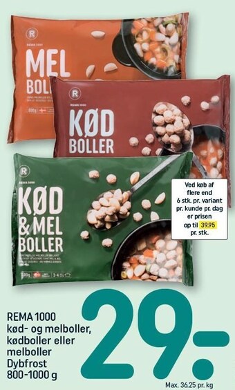 Rema 1000 kød- og melboller, kødboller eller melboller