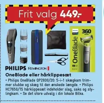 Bilka Philips oneblade el. remington hårklippesæt tilbud