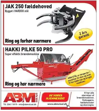 Jak fældehoved eller hakki brændemaskine