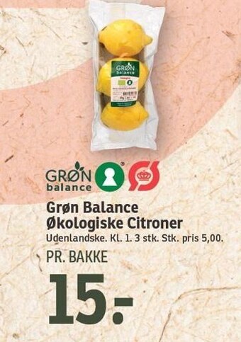 SPAR Grøn balance økologiske citroner tilbud