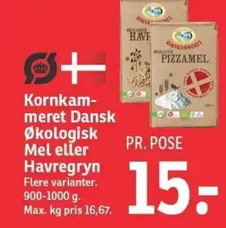 SPAR Kornkammeret dansk økologisk mel eller havregryn tilbud