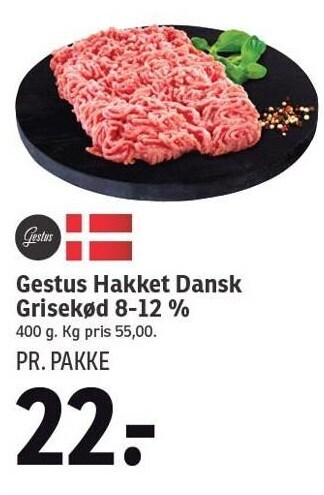 SPAR Gestus hakket dansk grisekød 8-12% tilbud