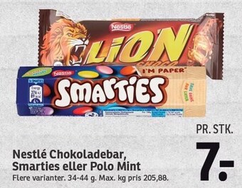SPAR Nestlé chokoladebar, smarties eller polo mint tilbud