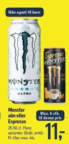 Føtex Monster alm el. espresso tilbud