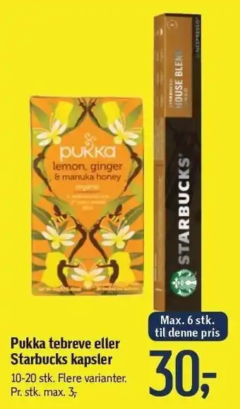 Føtex Pukka tebreve el. starbucks kapsler tilbud