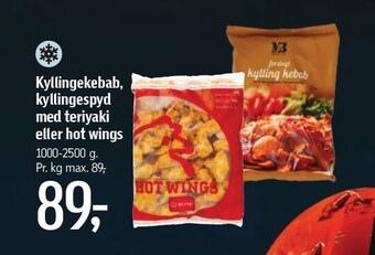 Føtex Kyllingekebab, kyllingespyd med teriyaki eller hot wings tilbud