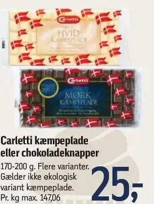 Føtex Carletti kæmpeplade eller chokoladeknapper tilbud