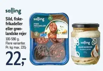 Føtex Salling sild, fiskefrikadeller eller grønlandske rejer tilbud
