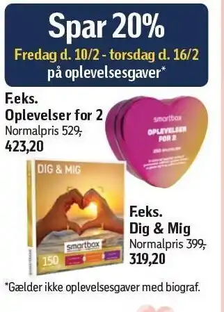 Føtex Spar 20% på oplevelsesgaver tilbud