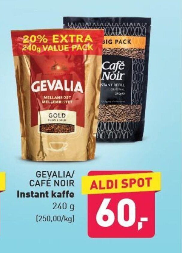 Gevalia / Café Noir Instant Kaffe tilbud hos ALDI
