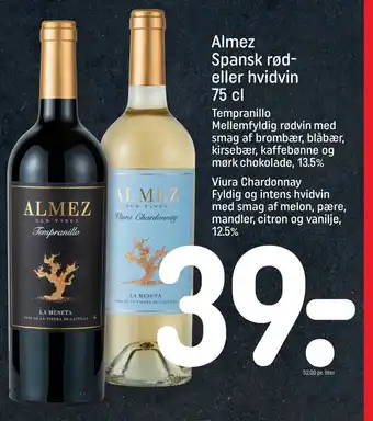 REMA 1000 Almez Spansk Rød-eller Hvidbin 75cl tilbud