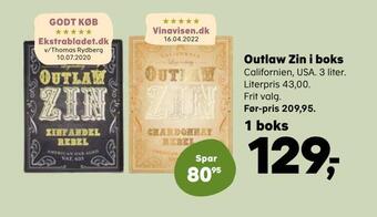Kvickly Outlaw zin i boks tilbud