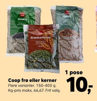 Kvickly Coop frø eller kerner tilbud