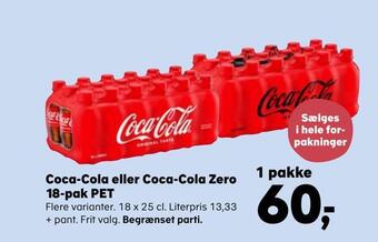 SuperBrugsen Coca-cola eller coca-cola zero 18-pak pet tilbud