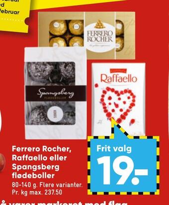Bilka Ferrero rocher, raffaello eller spangsberg flødeboller tilbud