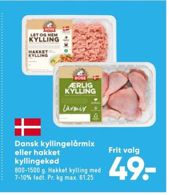 Bilka Dansk kyllingelårmix eller hakket kyllingekød tilbud