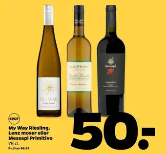 Netto My way riesling, lenz moser eller messapi primitivo tilbud