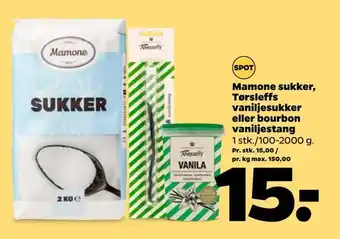Netto Mamone sukker, tørsleffs vaniljesukker eller bourbon vaniljestang tilbud