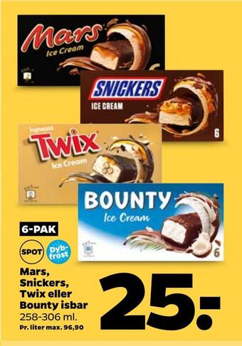Netto Mars, snickers, twix eller bounty isbar tilbud