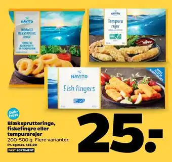 Netto Blæksprutteringe, fiskefingre eller tempurarejer tilbud