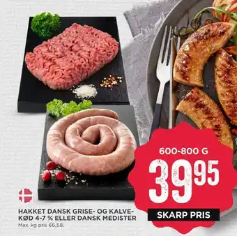 MENY Hakket dansk grise- og kalve- kød 4-7 % eller dansk medister tilbud