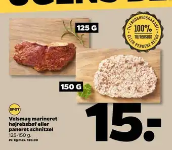Netto Velsmag marineret højrebsbøf eller paneret schnitzel tilbud