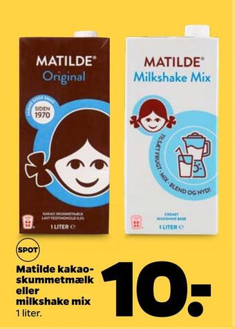 Netto Matilde kakao skummetmælk eller milkshake mix tilbud