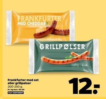 Netto Frankfurter med ost eller grillpølser tilbud