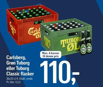 Føtex Carlsberg, grøn tuborg eller tuborg classic flasker tilbud