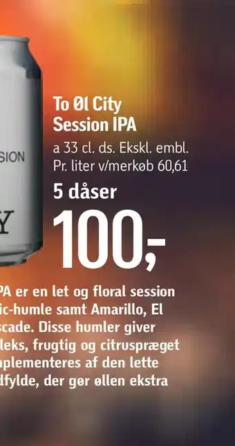 Føtex To øl city session ipa tilbud