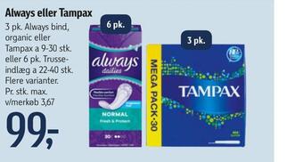 Føtex Always eller tampax tilbud