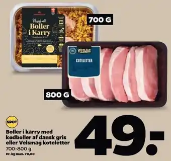 Netto Boller i karry med kødboller af dansk gris eller velsmag af koteletter tilbud