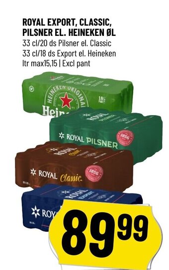 Royal Export, Classic, Pilsner El. Heineken Øl