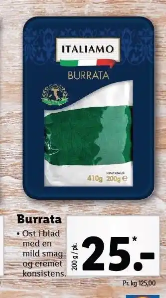 Lidl Italiamo burrata tilbud