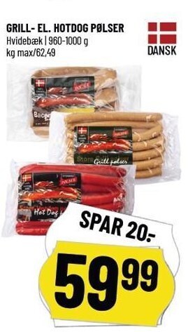 Løvbjerg Hvidebæk grill- el. hotdog pølser tilbud