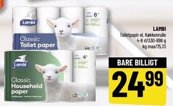 Løvbjerg Lambi toiletpapir el. køkkenrulle tilbud