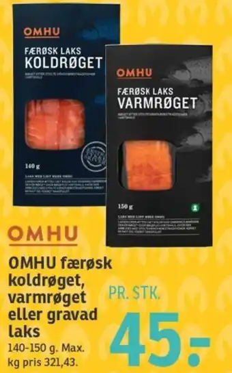 SPAR Omhu Færøsk Koldrøget,Varmrøget Eller Gravad Laks 140-150g tilbud