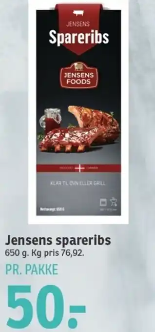 SPAR Jensens Spareribs 650g tilbud
