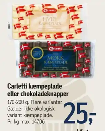 Føtex Carletti chokoladeplade hvid kæmpeplade tilbud
