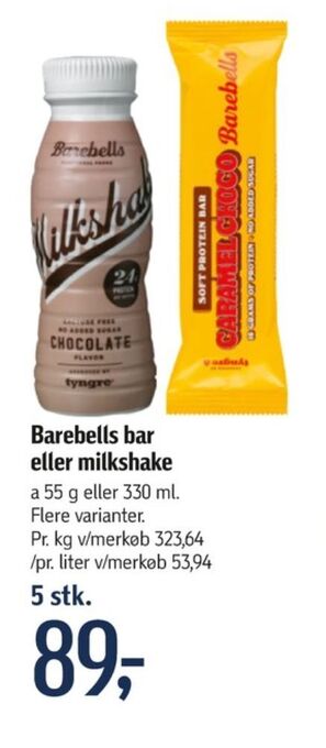Føtex Barebells milkshake chocolate tilbud