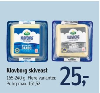 Føtex Klovborg skiveost danbo lagret tilbud