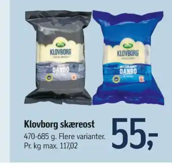 Føtex Klovborg skæreost danbo lagret tilbud