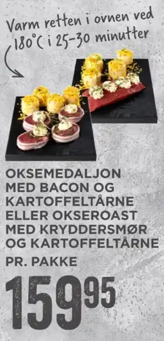 MENY Nem meny oksemedaljon med bacon og kartoffeltårne tilbud